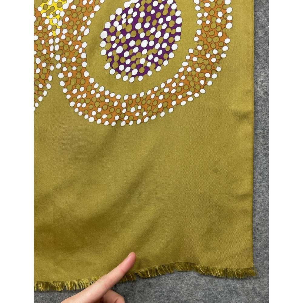 Vintage Christian Dior Silk Scarf Wrap Gold Multicolor Artsy Abstract 20x68 - Picture 14 of 16